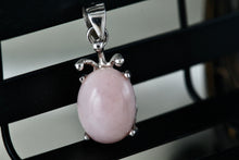 Load image into Gallery viewer, Sterling Silver Small Pink Moonstone Oval Pendant Charm