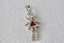 Load image into Gallery viewer, Sterling Silver CZ Diamond Pink Sapphire Dress Little Girl Pendant