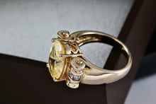 Load image into Gallery viewer, Sterling Silver Vermeil CZ Diamond Scroll Oval Citrine Cocktail Ring Size 8