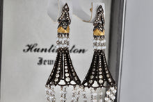 Load image into Gallery viewer, Sevan Bicakci 18Kt. Oxidized Gold Platinum Diamond Pearl Chandelier Drop Great Gatsby Earrings