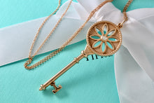Load image into Gallery viewer, Tiffany & Co. 18Kt. Rose Gold Diamond Daisy Large Key 2.25" Pendant Necklace
