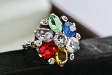 Load image into Gallery viewer, Sterling Silver Uncas Multi Color Stone High Quality Vintage Cocktail Ring Size 6.5