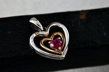Load image into Gallery viewer, Sterling Silver Pink Tourmaline Vermeil Heart Charm Pendant