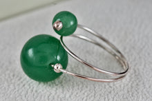 Load image into Gallery viewer, Sterling Silver Green Jade Marble Balls Wire Wrap Ring Size 6