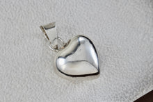 Load image into Gallery viewer, Sterling Silver Puffy Floating Heart Dangle Bell Charm Pendant