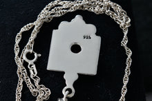 Load image into Gallery viewer, Sterling Silver Black Oval Onyx Square Pendant 16" Necklace