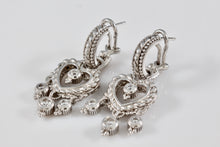 Load image into Gallery viewer, Judith Ripka Sterling Silver Dangling CZ Diamond Heart Earrings
