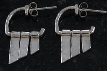 Load image into Gallery viewer, Sterling Silver Triple Ascending Wavy Bar Small Hoop Earrings Thailand
