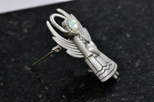 Load image into Gallery viewer, JJ Angel Heart Rhinestone Pewter Brooch Pin