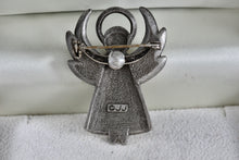 Load image into Gallery viewer, JJ Angel Heart Rhinestone Pewter Brooch Pin