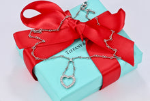 Load image into Gallery viewer, Tiffany & Co. Platinum Diamond Heart Drop Pendant Twist Wire Chain Necklace