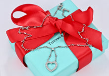 Load image into Gallery viewer, Tiffany & Co. Platinum Diamond Heart Drop Pendant Twist Wire Chain Necklace