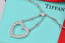 Load image into Gallery viewer, Tiffany & Co. Platinum Diamond Heart Drop Pendant Twist Wire Chain Necklace