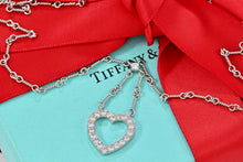 Load image into Gallery viewer, Tiffany & Co. Platinum Diamond Heart Drop Pendant Twist Wire Chain Necklace