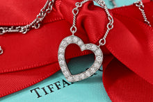 Load image into Gallery viewer, Tiffany & Co. Platinum Diamond Heart Drop Pendant Twist Wire Chain Necklace