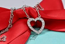 Load image into Gallery viewer, Tiffany & Co. Platinum Diamond Heart Drop Pendant Twist Wire Chain Necklace