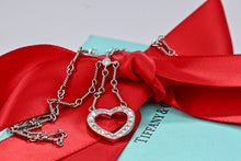 Load image into Gallery viewer, Tiffany & Co. Platinum Diamond Heart Drop Pendant Twist Wire Chain Necklace