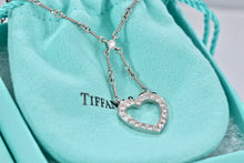 Load image into Gallery viewer, Tiffany & Co. Platinum Diamond Heart Drop Pendant Twist Wire Chain Necklace