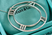 Load image into Gallery viewer, Tiffany & Co. Atlas Silver Roman Numerals XL Medallion Circle Pendant 18" Necklace