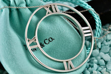 Load image into Gallery viewer, Tiffany & Co. Atlas Silver Roman Numerals XL Medallion Circle Pendant 18" Necklace