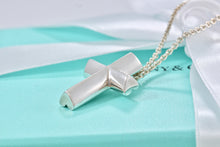 Load image into Gallery viewer, Tiffany & Co. Paloma Picasso Silver Tenderness Heart XL Huge Cross 18" Necklace