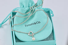 Load image into Gallery viewer, Tiffany & Co. Elsa Peretti Silver Mini Open Heart Pendant Pearl Lariat Necklace