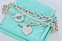 Load image into Gallery viewer, Return To Tiffany & Co. Silver Heart Charm Toggle Heavy 10mm Link 16" Necklace