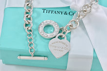 Load image into Gallery viewer, Return To Tiffany & Co. Silver Heart Charm Toggle Heavy 10mm Link 16" Necklace