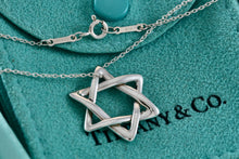 Load image into Gallery viewer, Tiffany & Co. Elsa Peretti Silver Large Weave Star of David Pendant 28" Necklace
