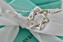 Load image into Gallery viewer, Tiffany & Co. Elsa Peretti Silver Large Weave Star of David Pendant 28" Necklace