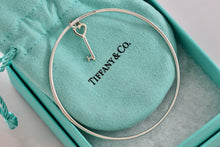 Load image into Gallery viewer, Tiffany & Co. Silver Small Heart Key Dangle Bangle Bracelet *Custom*