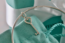 Load image into Gallery viewer, Tiffany & Co. Silver Small Heart Key Dangle Bangle Bracelet *Custom*
