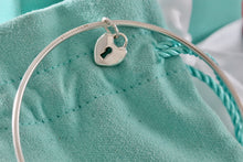 Load image into Gallery viewer, Tiffany & Co. Silver Small Keyhole Heart Dangle Bangle Bracelet *Custom*