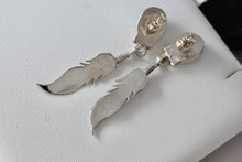 Load image into Gallery viewer, Vintage Native American Silver Turquoise Silver Dangle Feather Earrings