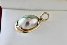 Load image into Gallery viewer, 14Kt. Gold Pearl Inlay Oval Handmade Pendant