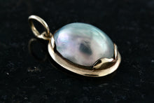 Load image into Gallery viewer, 14Kt. Gold Pearl Inlay Oval Handmade Pendant