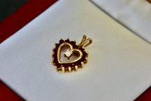 Load image into Gallery viewer, Red Garnet Diamond Heart 10Kt. Yellow Gold Pendant