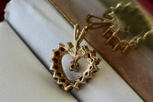 Load image into Gallery viewer, Red Garnet Diamond Heart 10Kt. Yellow Gold Pendant