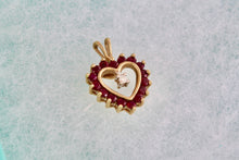 Load image into Gallery viewer, Red Garnet Diamond Heart 10Kt. Yellow Gold Pendant