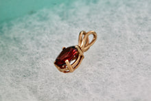 Load image into Gallery viewer, 10Kt. Yellow Gold Red Garnet Oval Diamond Pendant