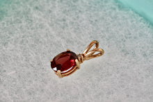 Load image into Gallery viewer, 10Kt. Yellow Gold Red Garnet Oval Diamond Pendant
