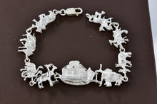Load image into Gallery viewer, Sterling Silver Noah's Ark Paired Animal Link 7.25" Bracelet