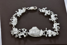 Load image into Gallery viewer, Sterling Silver Noah's Ark Paired Animal Link 7.25" Bracelet