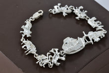 Load image into Gallery viewer, Sterling Silver Noah's Ark Paired Animal Link 7.25" Bracelet