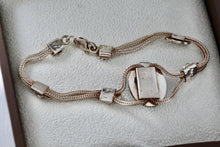 Load image into Gallery viewer, Sterling Silver Handmade Large Oval Blue Lapis Stone Floral Rope Chain 7.5" Bracelet