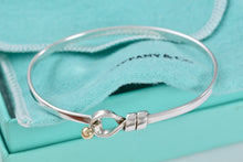 Load image into Gallery viewer, Tiffany & Co. 18Kt. Gold & Silver Hook & Eye Bangle Small Bracelet Vintage Version 1