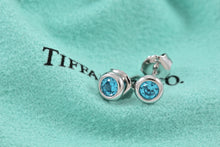 Load image into Gallery viewer, Tiffany & Co. Elsa Peretti Color by the Yard Aquamarine Sterling Silver Stud Earrings