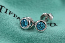 Load image into Gallery viewer, Tiffany & Co. Elsa Peretti Color by the Yard Aquamarine Sterling Silver Stud Earrings