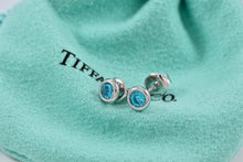 Load image into Gallery viewer, Tiffany & Co. Elsa Peretti Color by the Yard Aquamarine Sterling Silver Stud Earrings