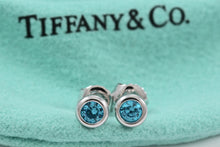 Load image into Gallery viewer, Tiffany & Co. Elsa Peretti Color by the Yard Aquamarine Sterling Silver Stud Earrings
